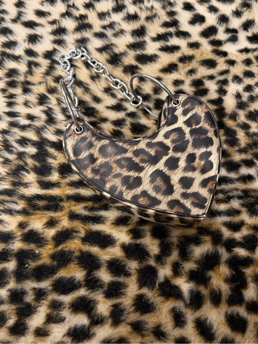 Leopard Heart Mini Bag - Chain Handle